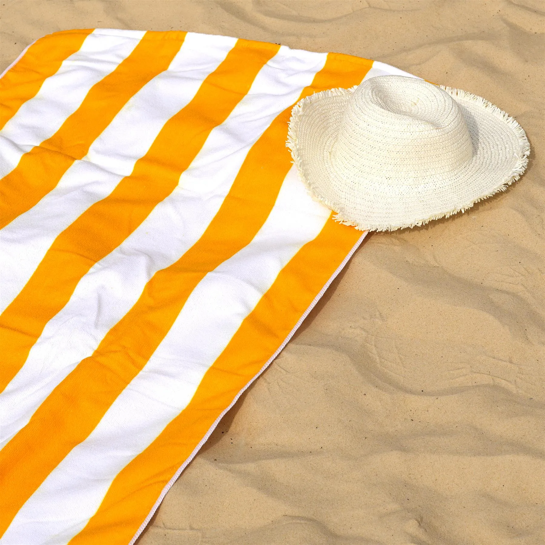 Beach Bath Towel Large Microfibre Orange Striped