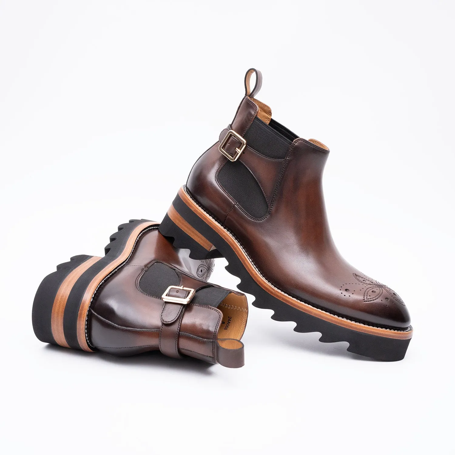 Brogue Chelsea Boots Brown