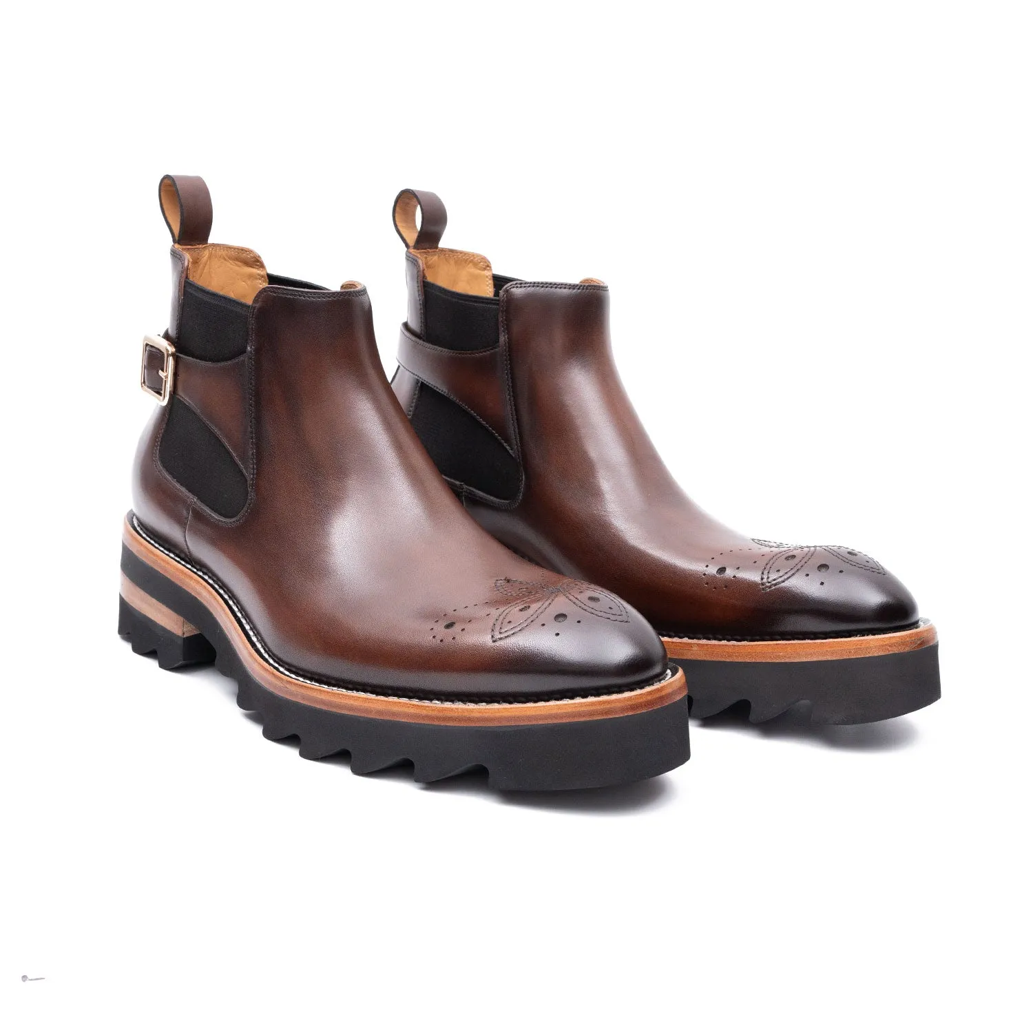 Brogue Chelsea Boots Brown