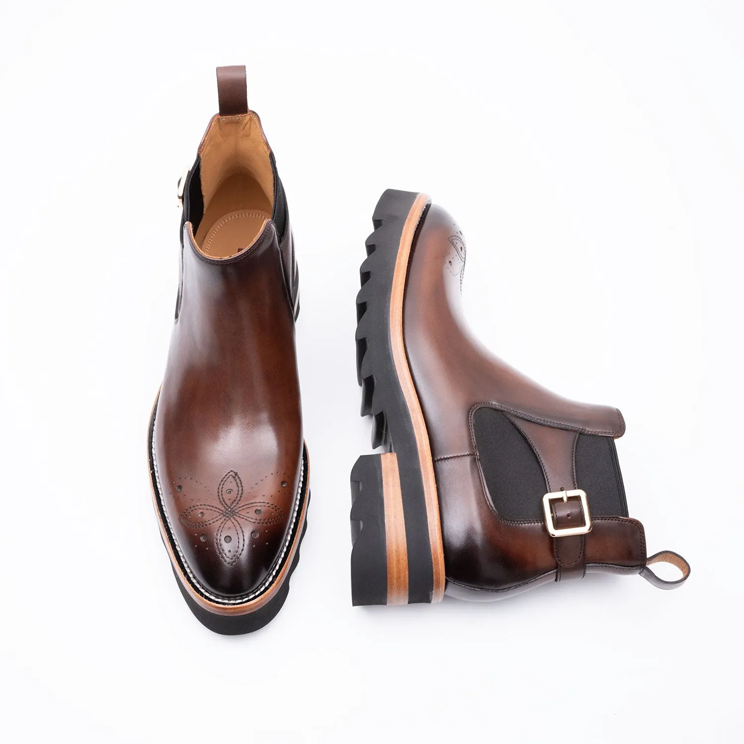 Brogue Chelsea Boots Brown