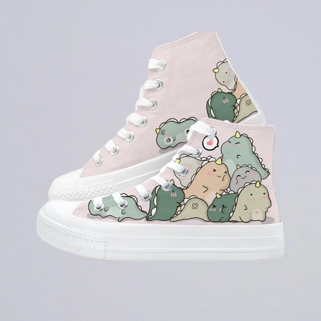 Chubby Dinosaurs High Top Canvas Shoes - Unisex