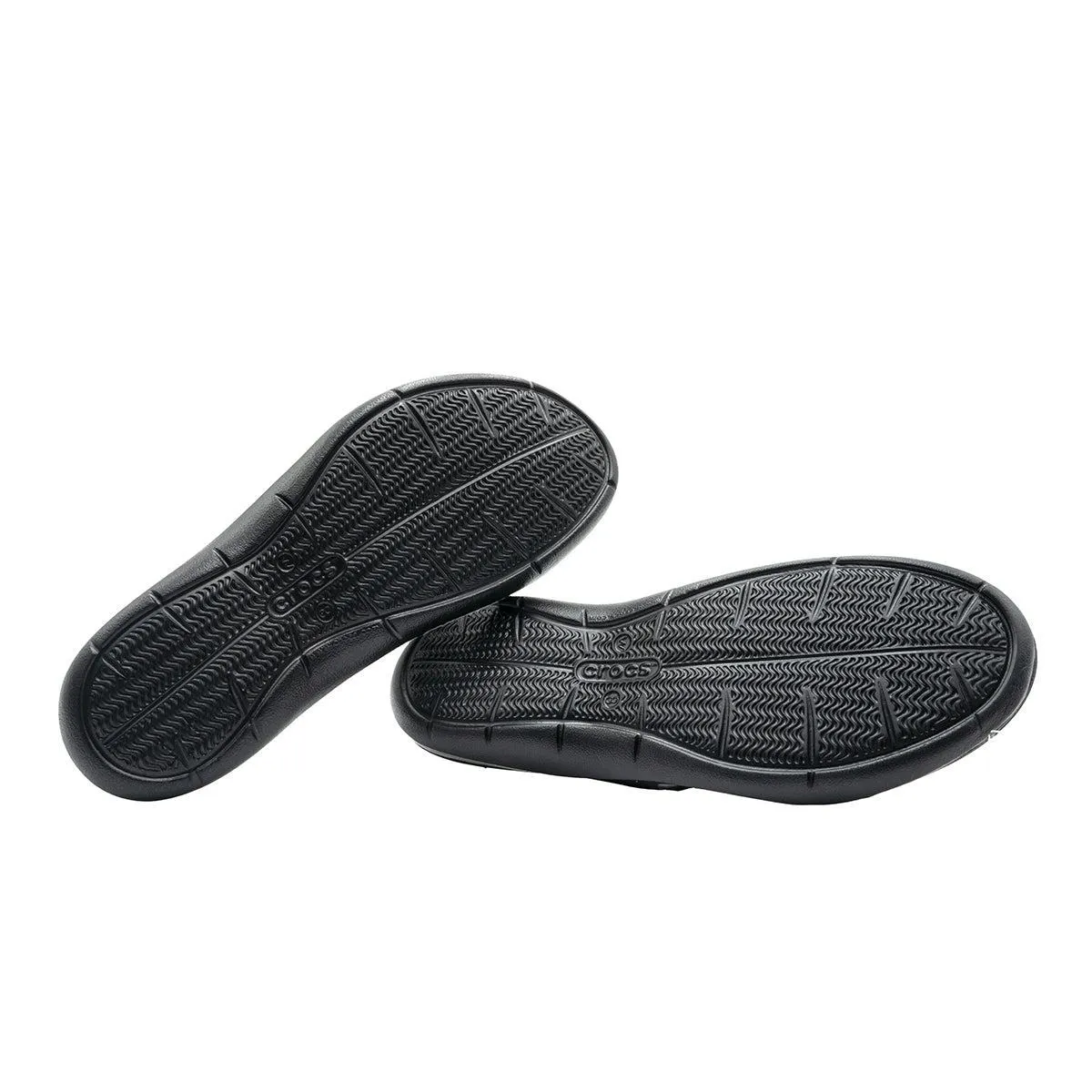 Crocs Swiftwater Gladiator Flat Sandals Rubber Black Colour For Women