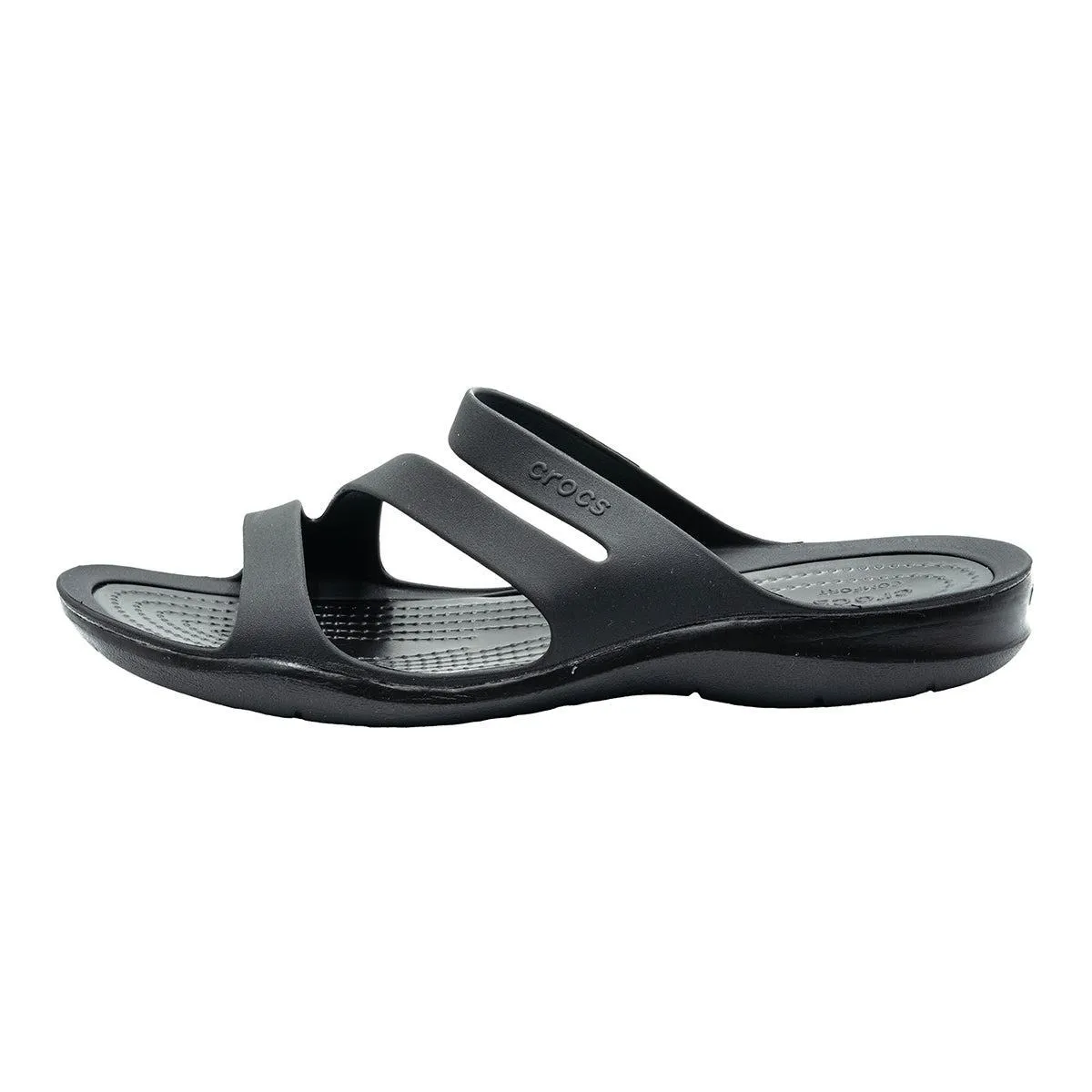 Crocs Swiftwater Gladiator Flat Sandals Rubber Black Colour For Women