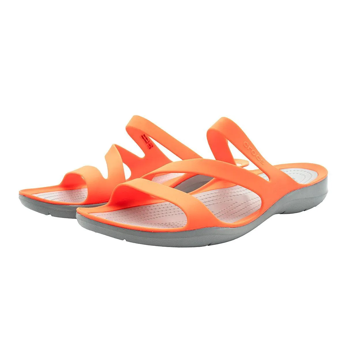 Crocs Swiftwater Gladiator Flat Sandals Rubber Orange Colour For Women