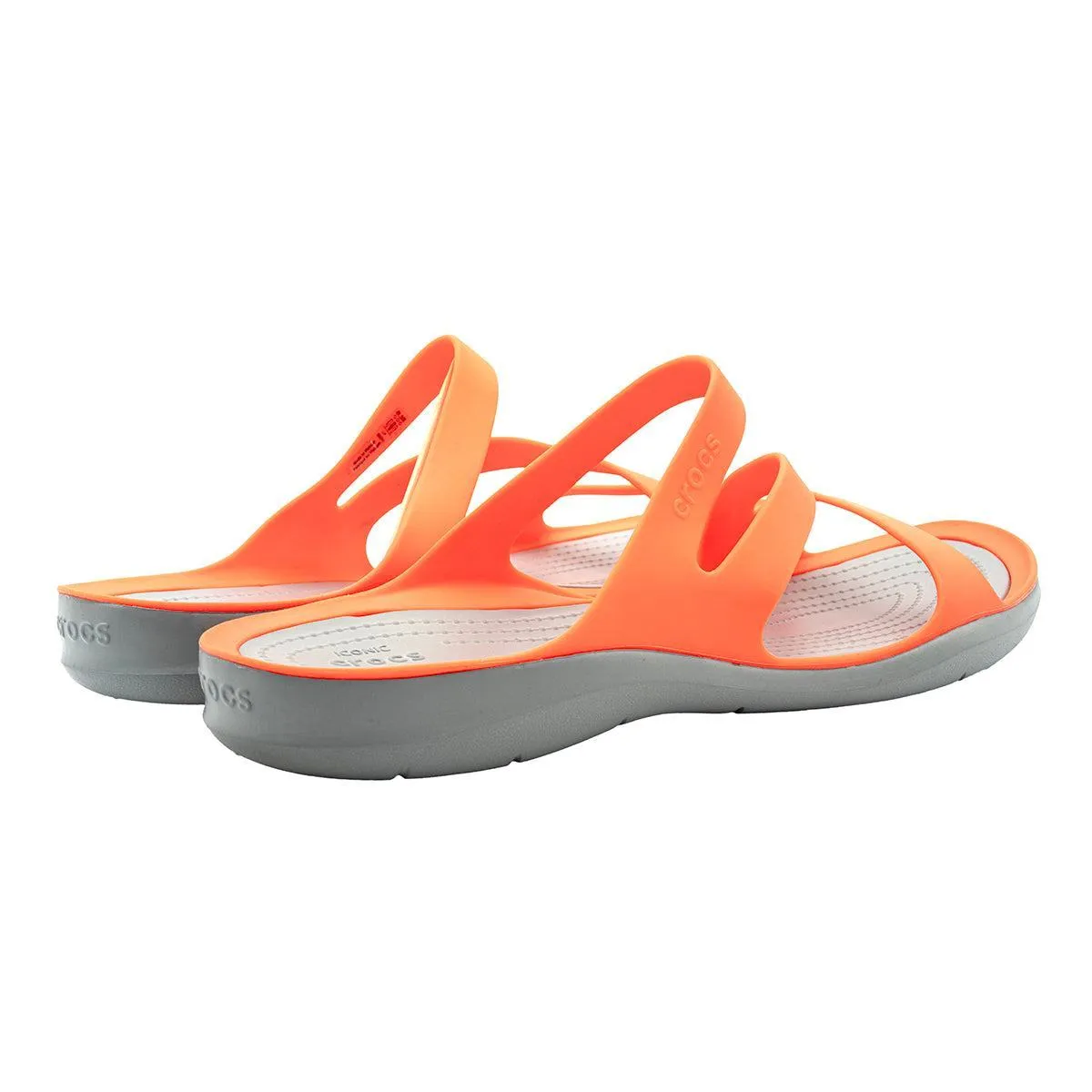 Crocs Swiftwater Gladiator Flat Sandals Rubber Orange Colour For Women