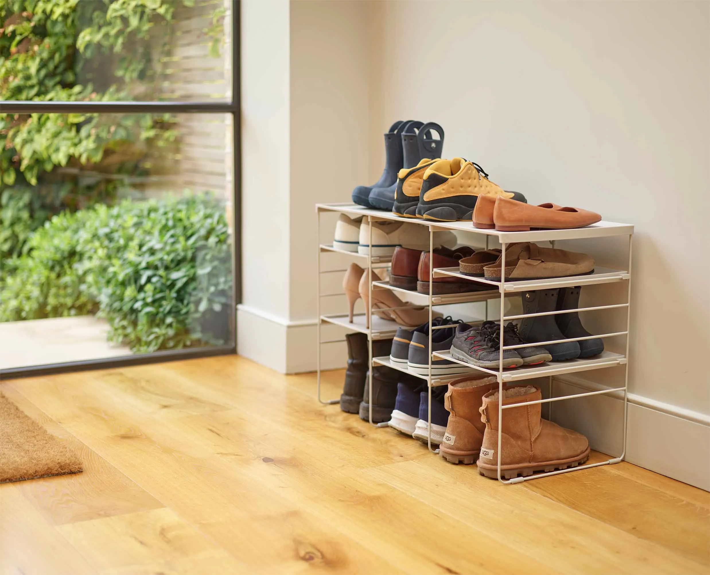 Level™ Plus Large Adjustable Ecru Shoe Rack