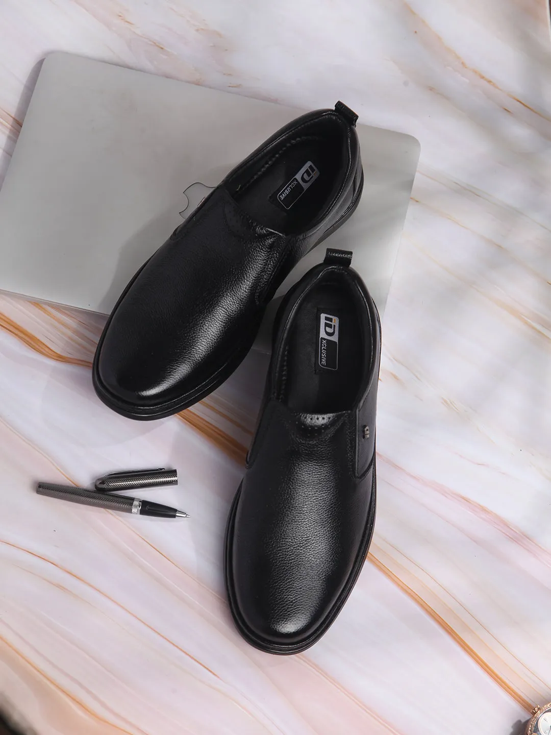 Men's Black Round Toe Slip On Semi Formal (ID2225)