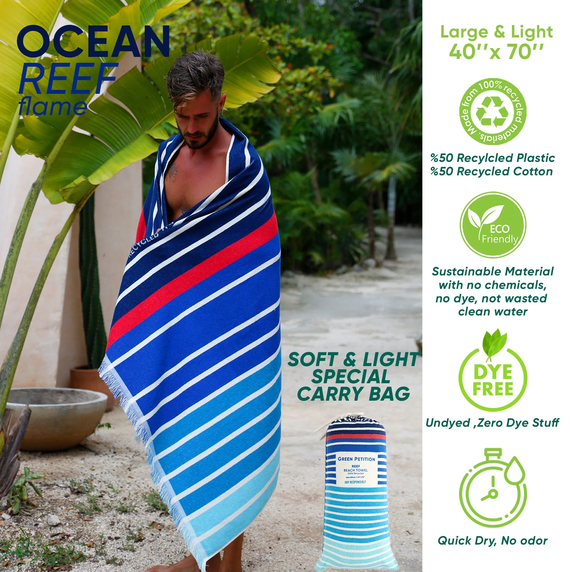 Ocean Reef Flame Beach Towel