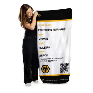 Personalised Wolves FC Ticket Beach Towel