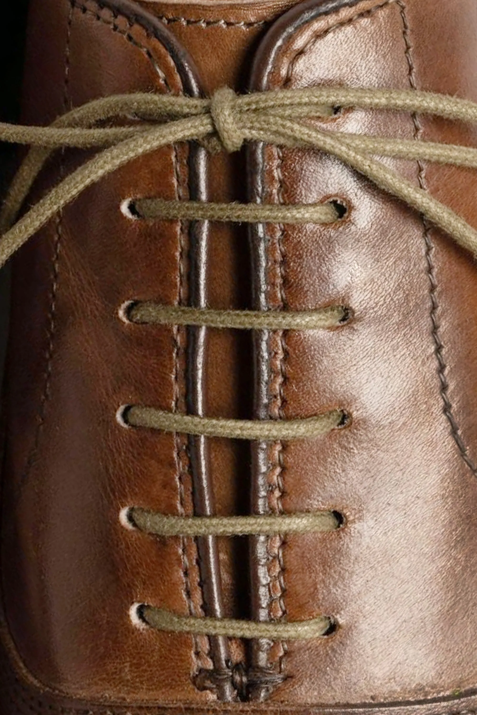 Round Military Green Waxed Cotton Shoelaces